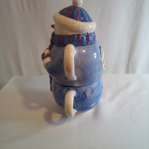 Christmas blue snowman teapot And cup . Beautiful Condition - Picture 4 of 12
